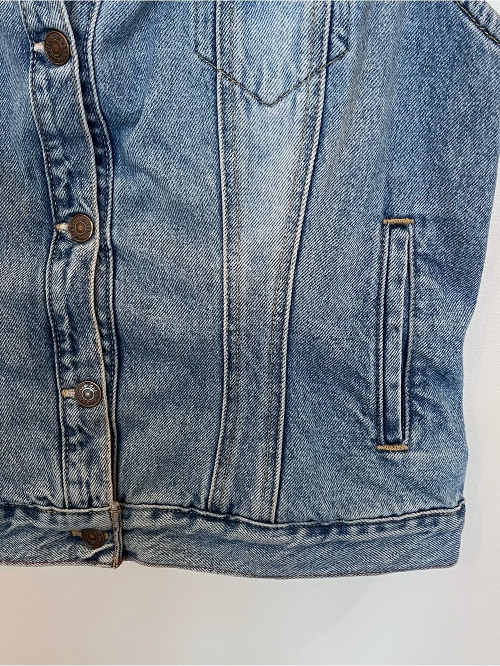 Vintage Levi Strauss Washed Denim Trucker Style Vest Womens XL 16/18 Cotton - Picture 4 of 6